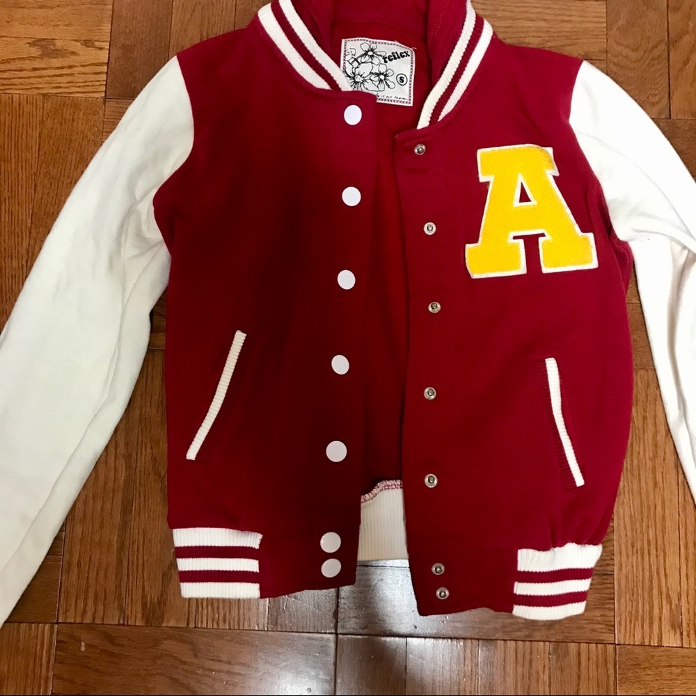 Red & White Letterman Sweater Jacket - Small - Picture 2 of 2